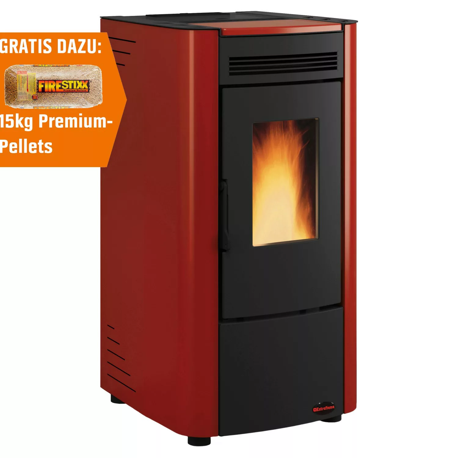 Firefix Pelletofen Ketty Stahl Schwarz-Bordeaux 6,3 kW günstig online kaufen