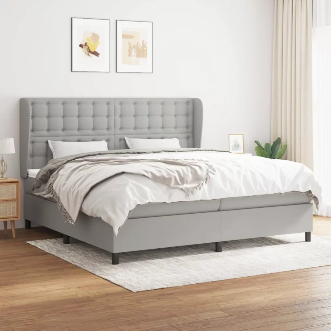 Vidaxl Boxspringbett Mit Matratze Hellgrau 200x200 Cm Stoff günstig online kaufen