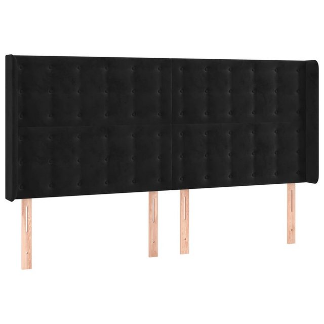 vidaXL Bett, Kopfteil mit Ohren Schwarz 203x16x118/128 cm Samt günstig online kaufen