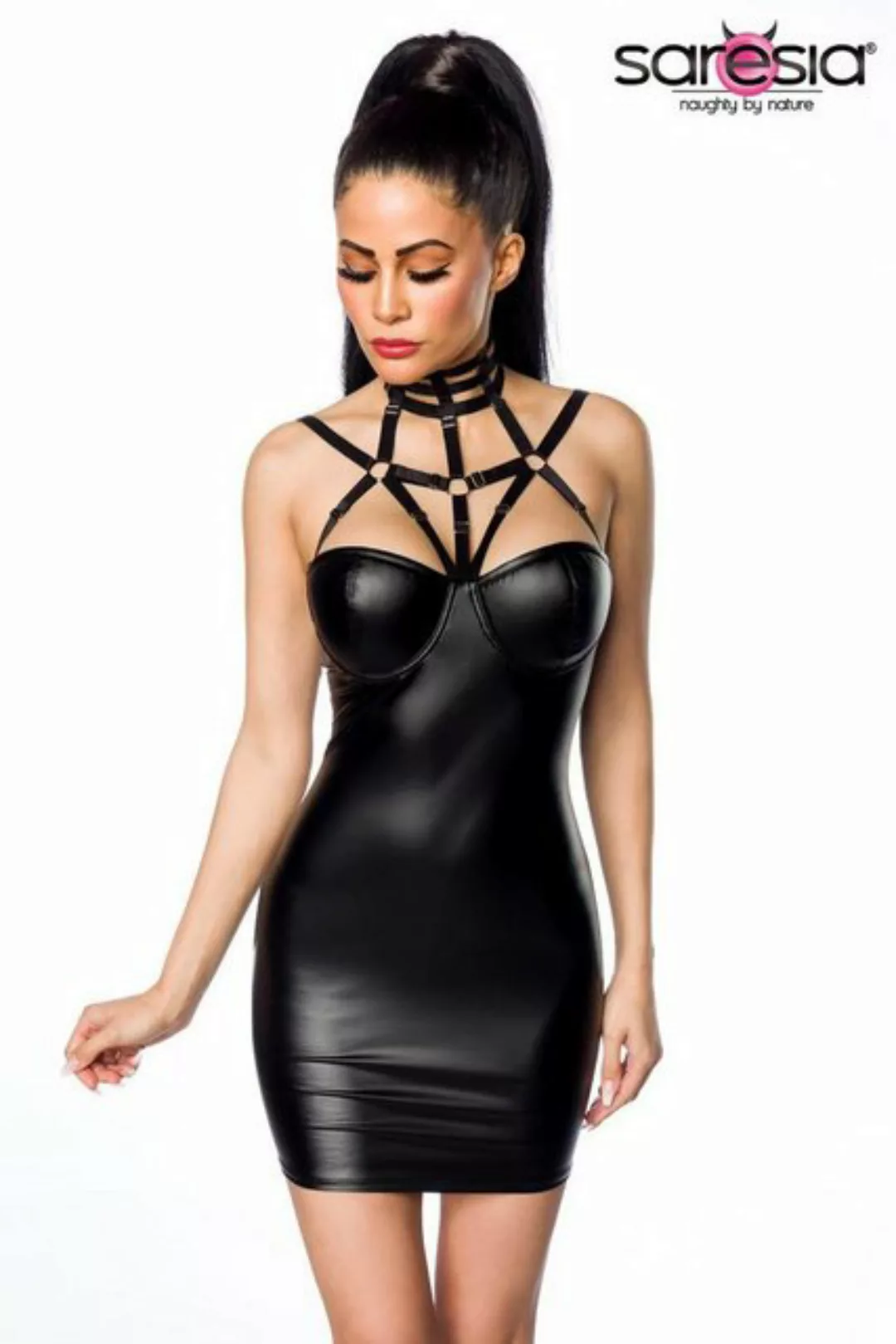 Saresia Minikleid Saresia - Harness-Wetlook-Minikleid 18265 - (M/L,XL/2XL,X günstig online kaufen