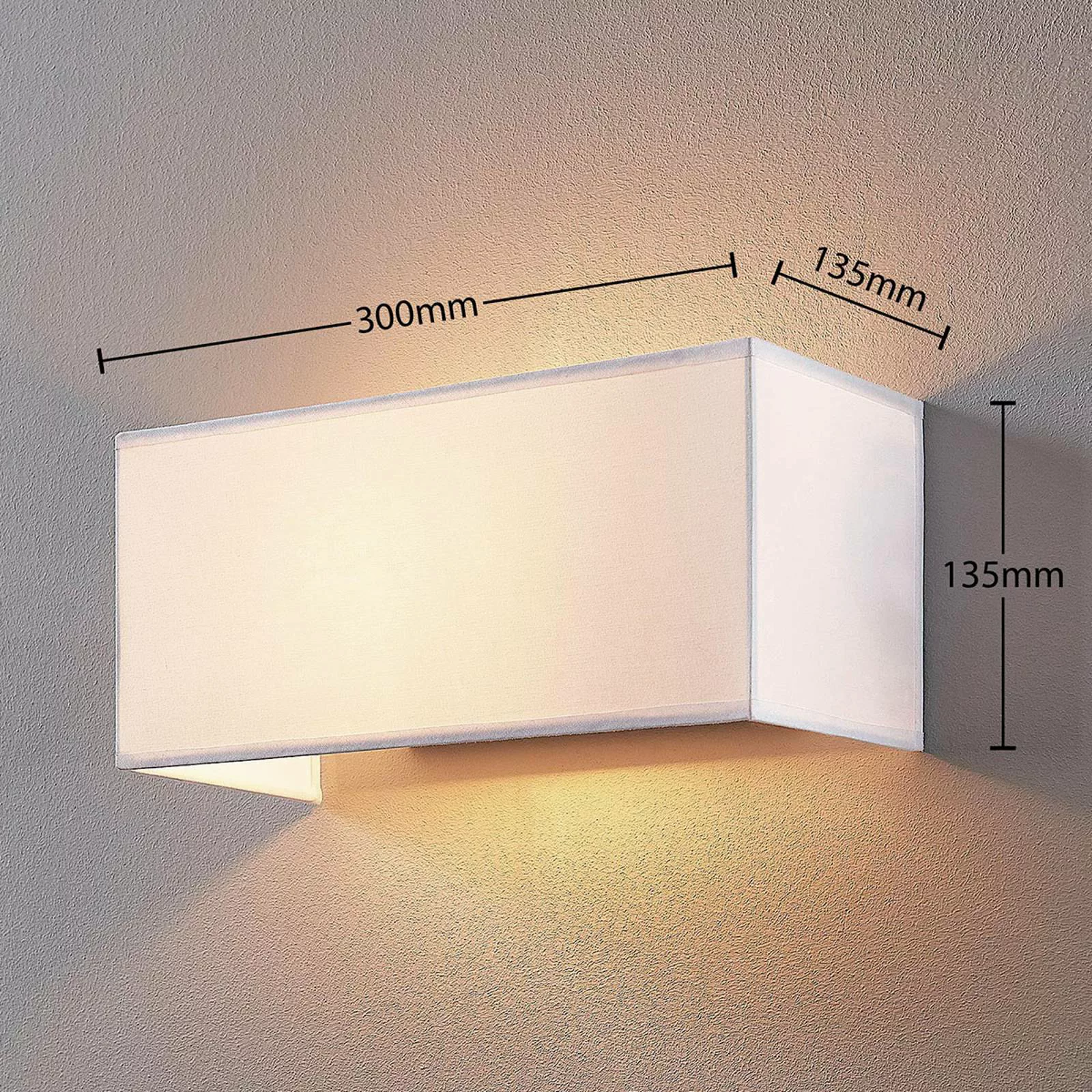 Stoff-Wandlampe Adea, 30 cm, eckig, weiß günstig online kaufen
