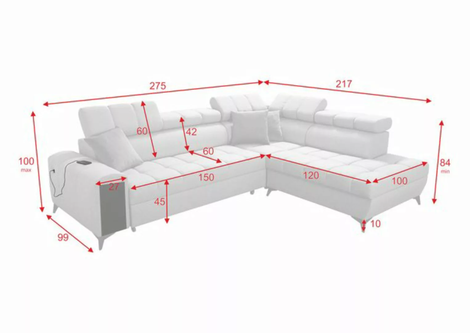 Kaiser Möbel Ecksofa Modernes,Ecksofa mit Schlaffunktion GRECO VII Avra Vio günstig online kaufen