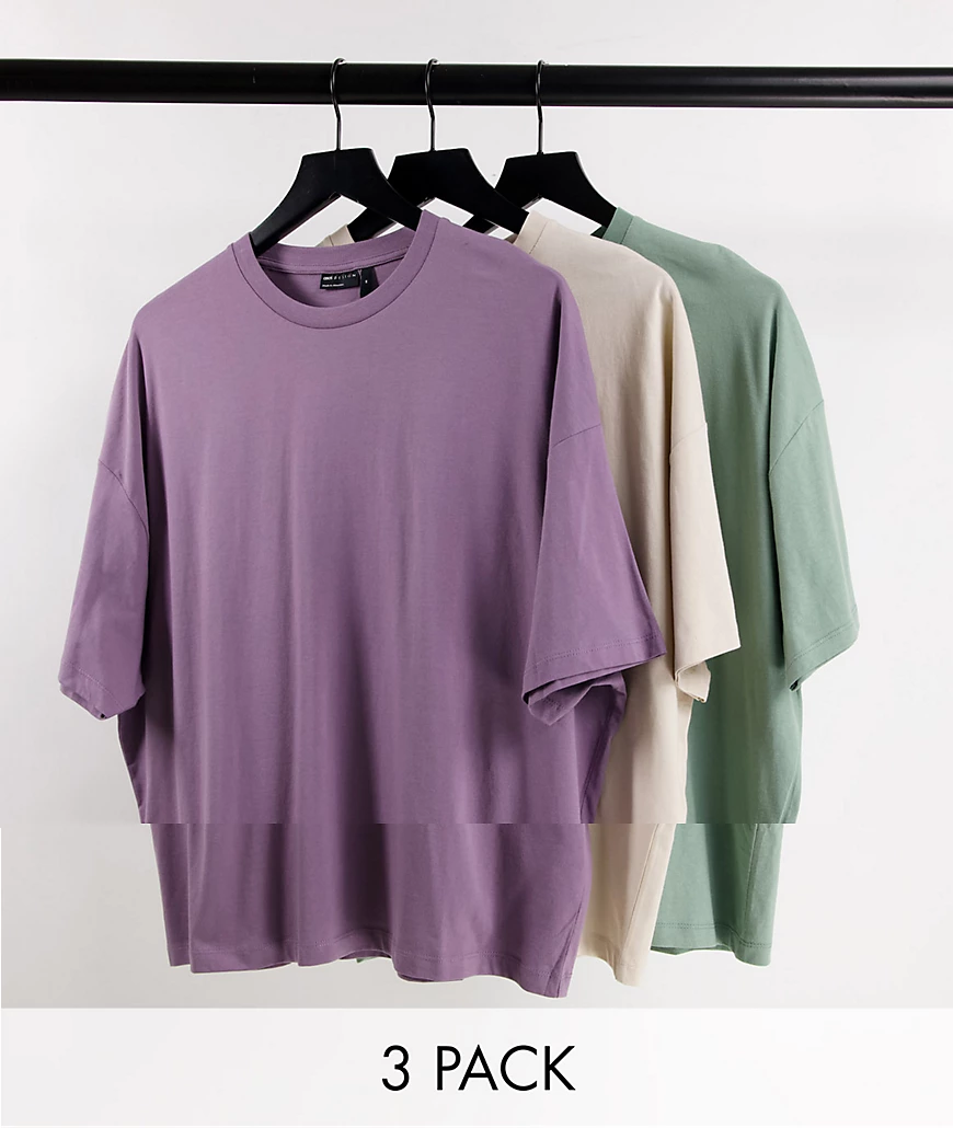 ASOS DESIGN – 3er-Pack Oversized-T-Shirts aus Bio-Material in mehreren Farb günstig online kaufen