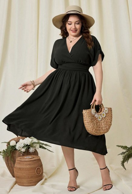LOVGCCN Strandkleid Damenkleid in Übergröße mit V-Ausschnitt und schmalen, günstig online kaufen