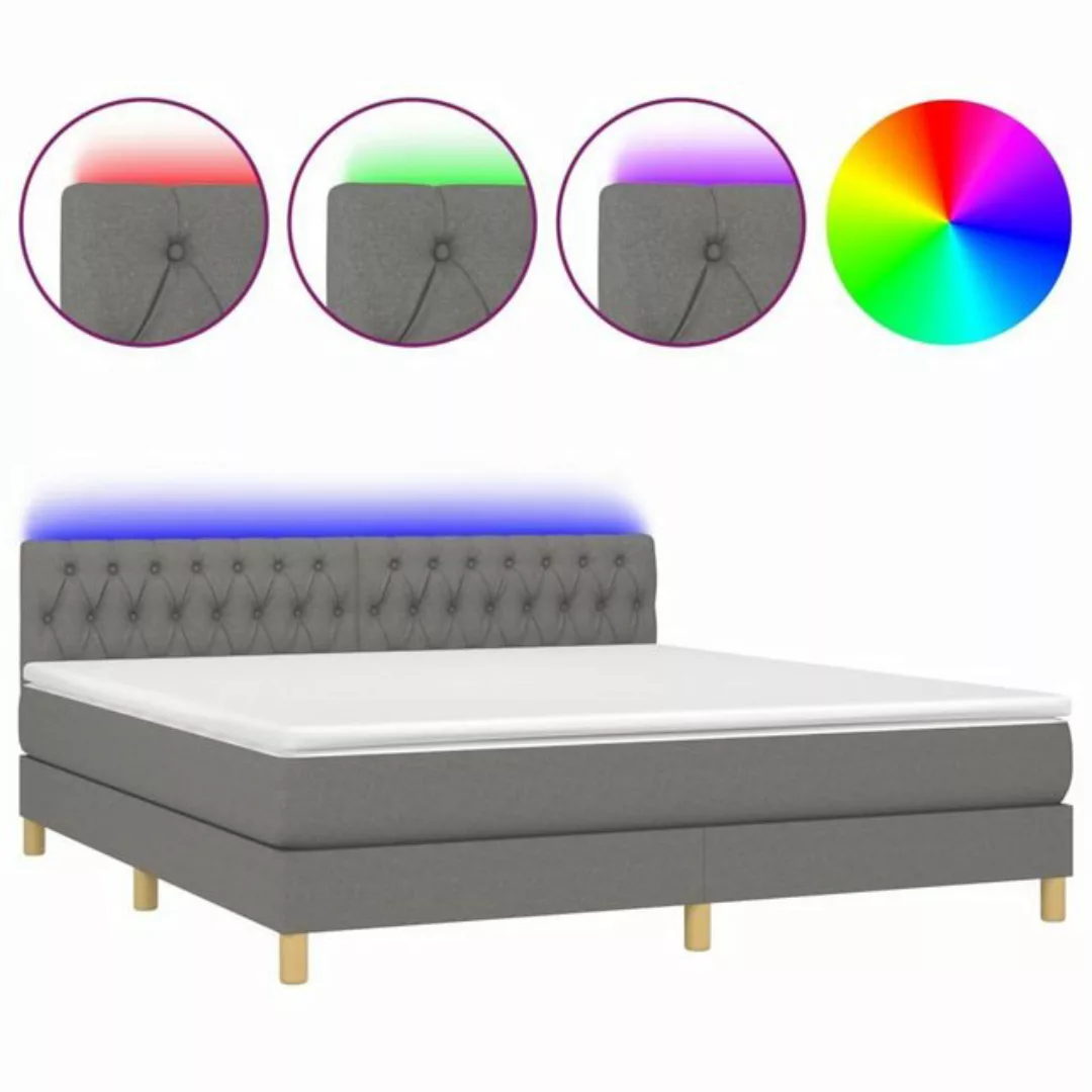 vidaXL Boxspringbett Boxspringbett mit Matratze LED Dunkelgrau 160x200 cm S günstig online kaufen