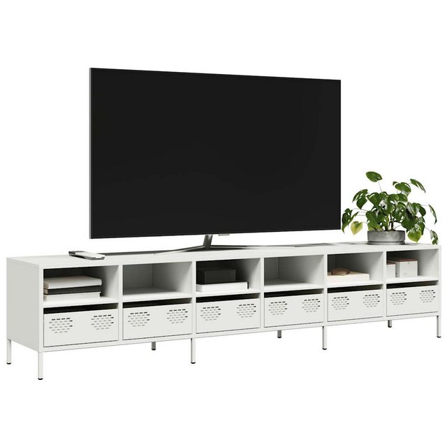 vidaXL Schrankmodule TV-Schrank Weiß 202x39x43,5 cm Kaltgewalzter Stahl günstig online kaufen