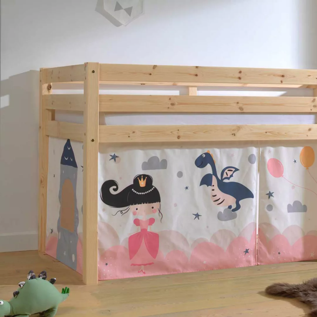 Prinzessin Bett aus Kiefer Massivholz Vorhang Set günstig online kaufen