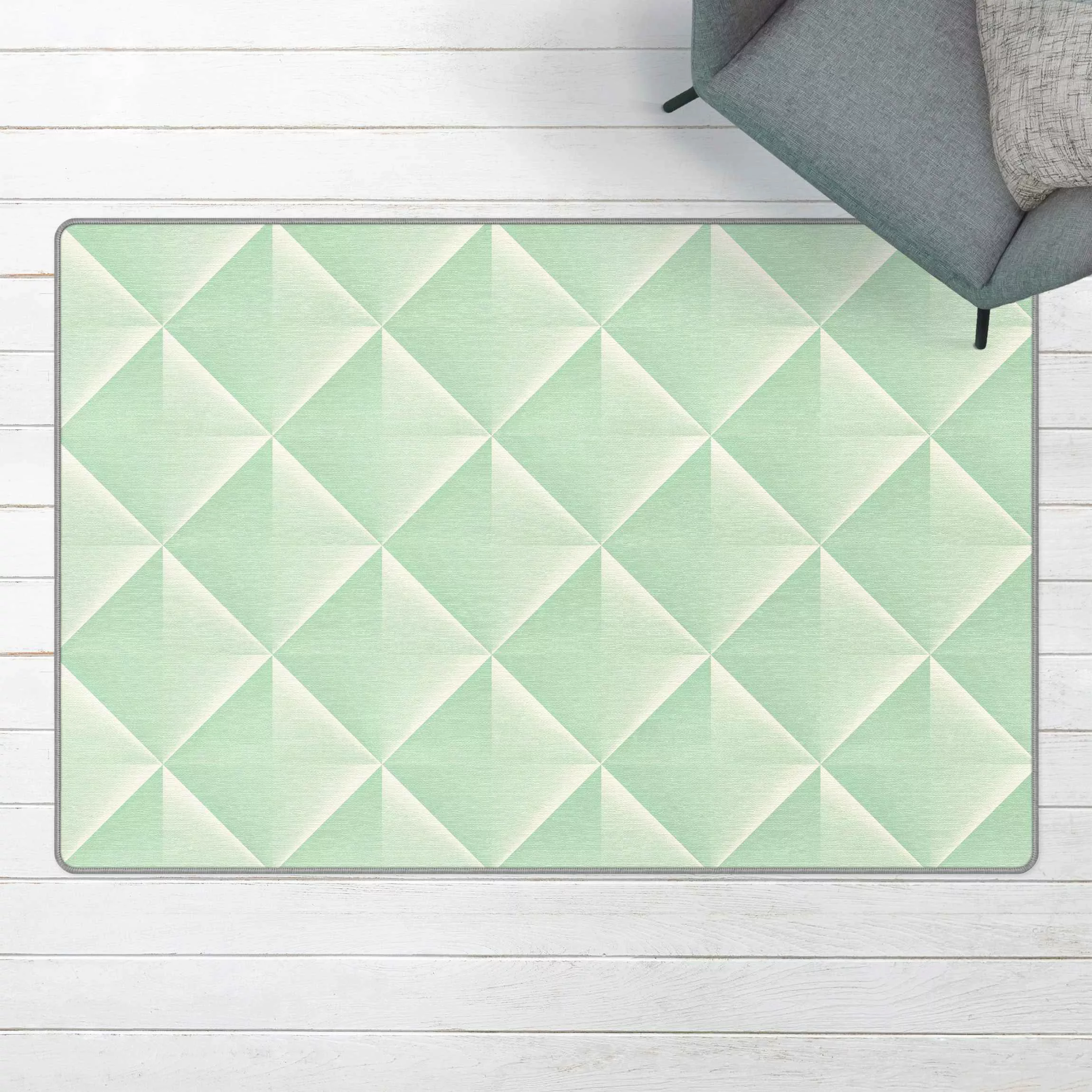 Teppich Geometrisches 3D Rauten Muster in Mint günstig online kaufen