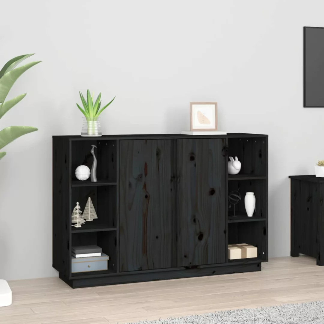 Vidaxl Sideboard Schwarz 120x35x80 Cm Massivholz Kiefer günstig online kaufen