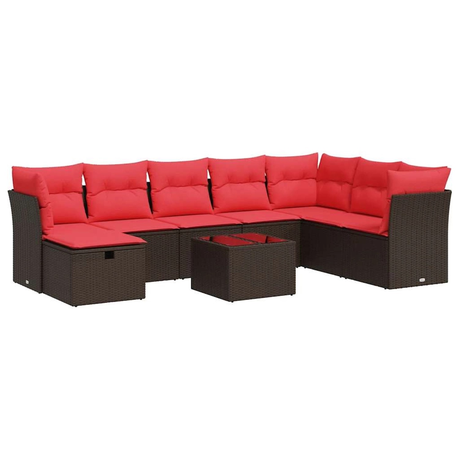 vidaXL 9-Tlg Garten-Sofagarnitur mit Kissen Braun Poly Rattan 3325350 günstig online kaufen