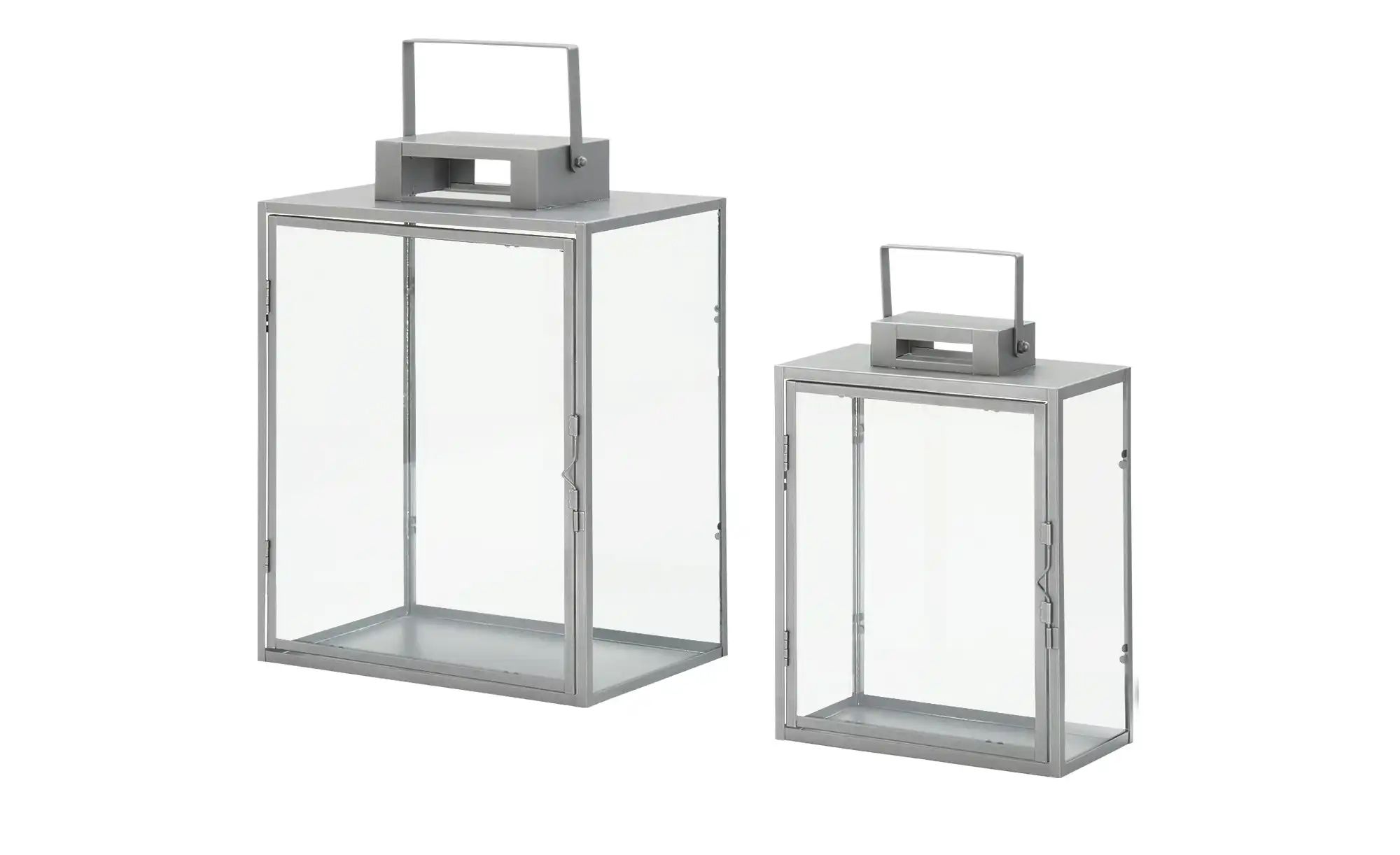 Laterne  2er Set   ¦ grau ¦ Glas,Metall ¦ Maße (cm): B: 30 H: 39,5 T: 20.0 günstig online kaufen