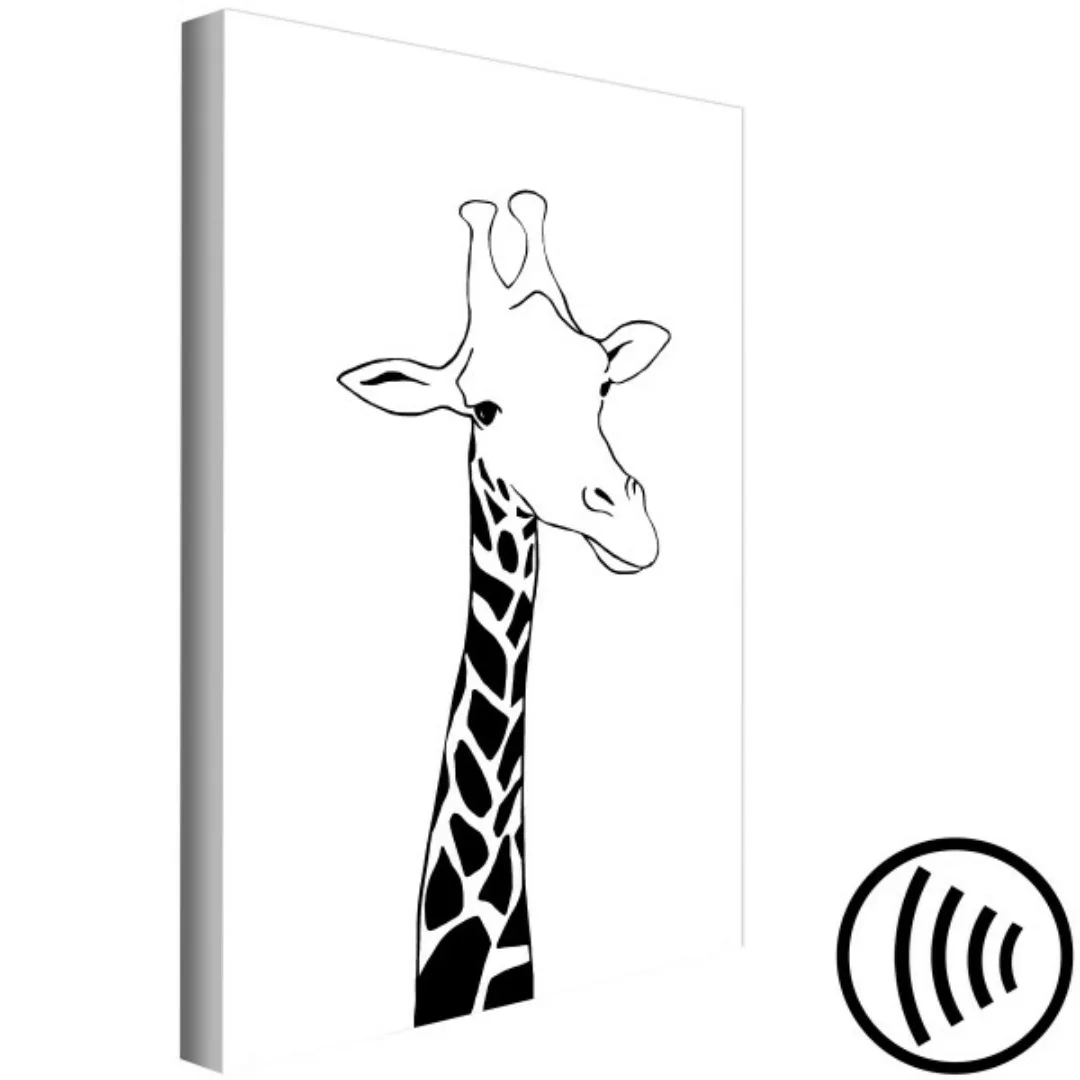 Wandbild Die Langhalsgiraffe – Schwarzes, minimalistisches Porträt einer Gi günstig online kaufen
