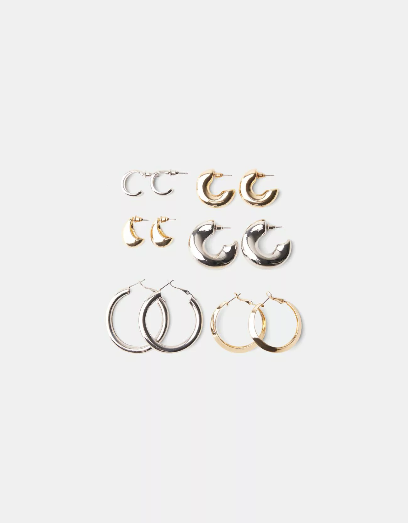 Bershka 6er-Pack Chunky-Ohrringe In Ring-Form Damen Gold günstig online kaufen