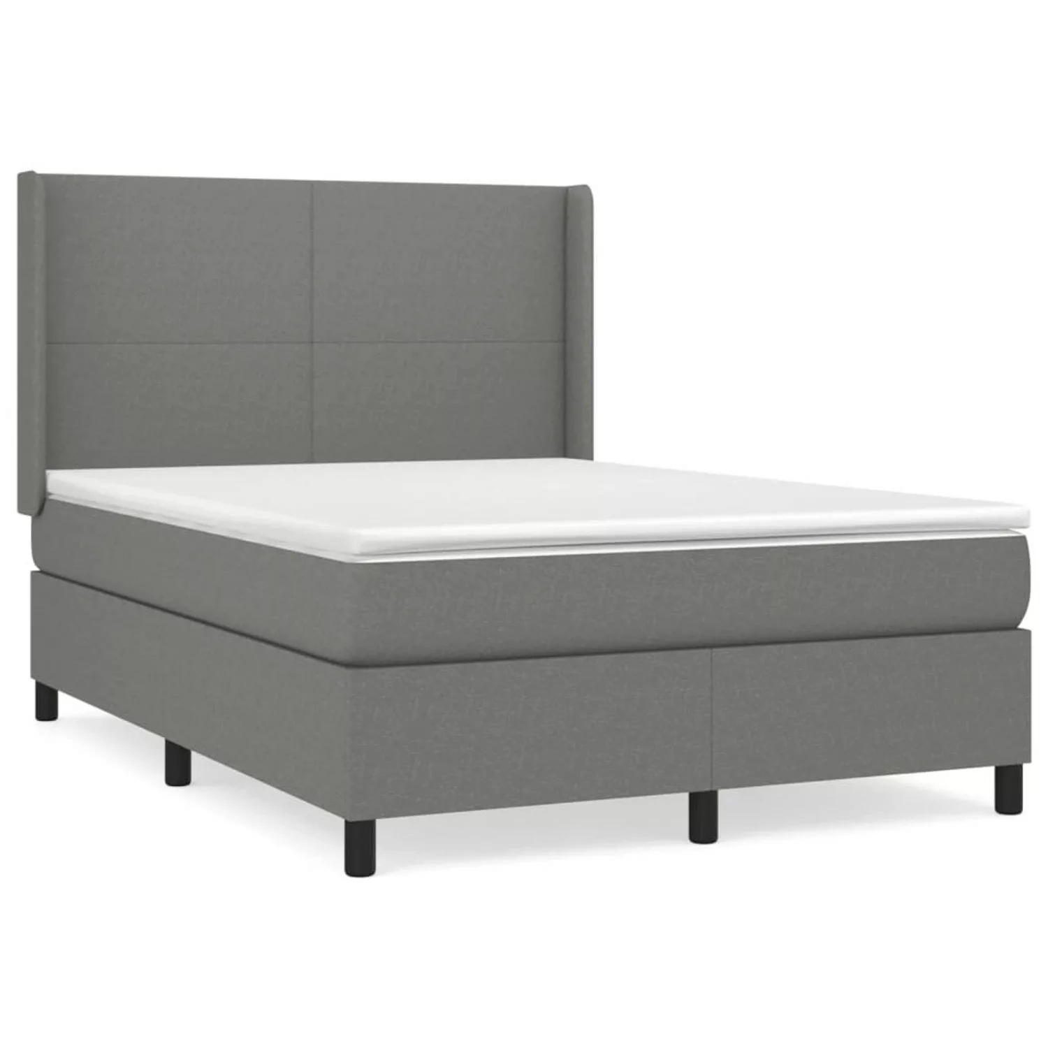 vidaXL Boxspringbett Boxspringbett mit Matratze Dunkelgrau 140x200 cm Stoff günstig online kaufen