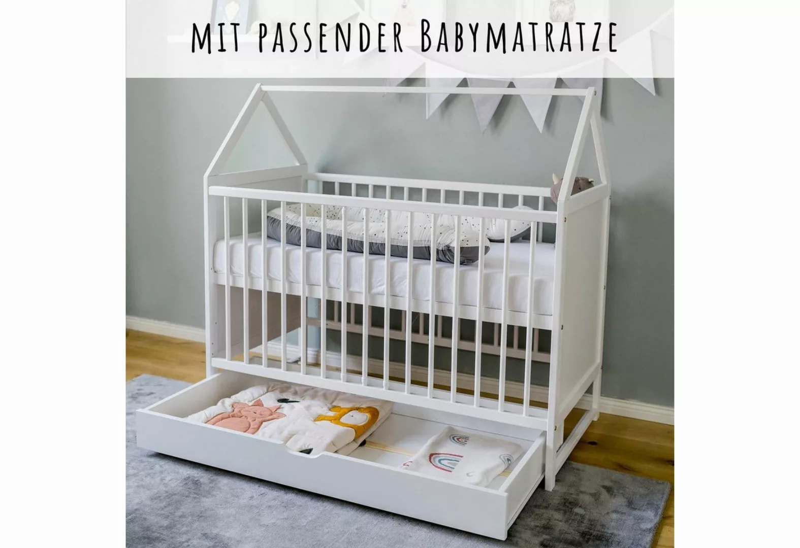 Kids Collective Babybett Beistellbett Kinderbett und Hausbett in einem mit günstig online kaufen