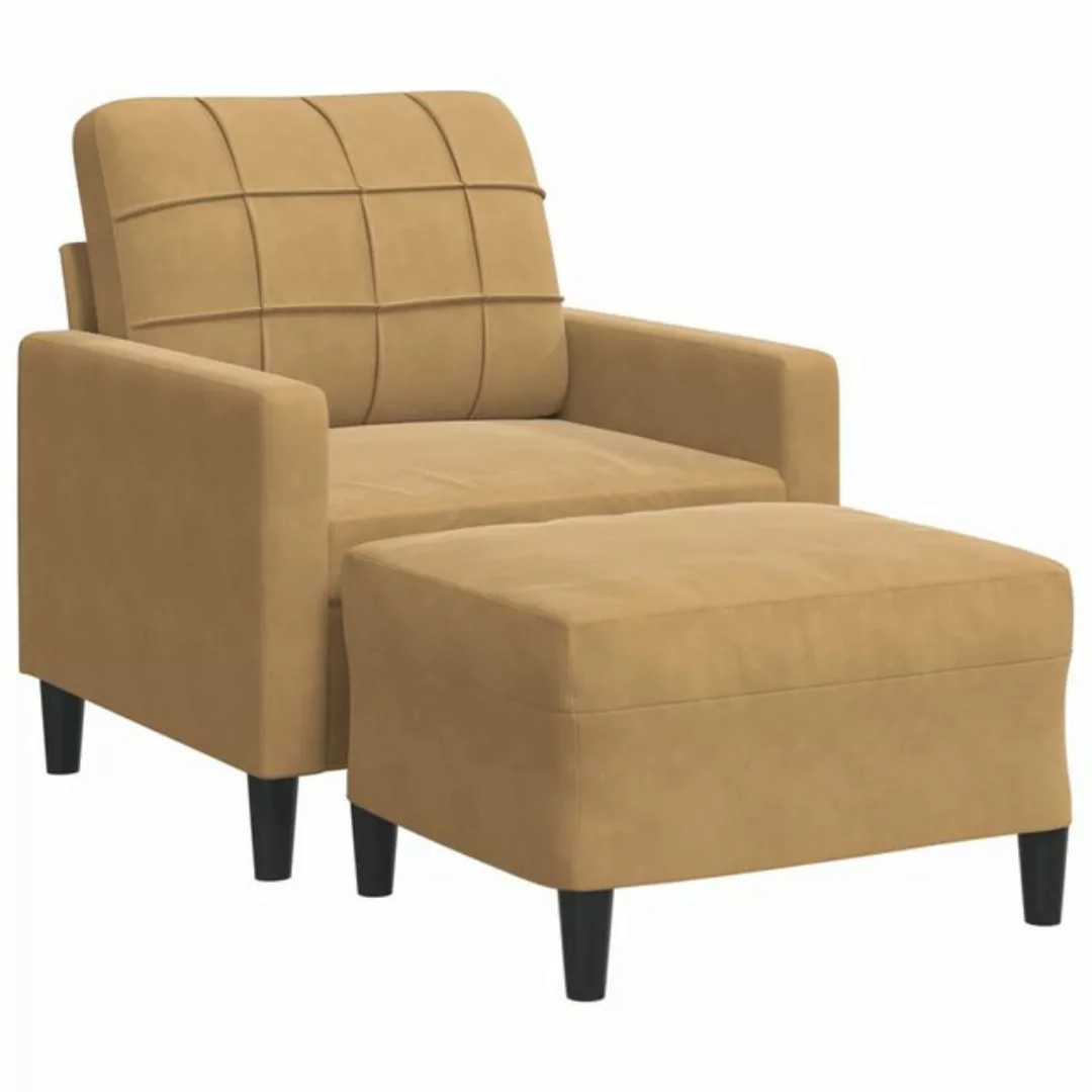 vidaXL Sofa Sessel mit Hocker 60 cm Samt, Braun günstig online kaufen