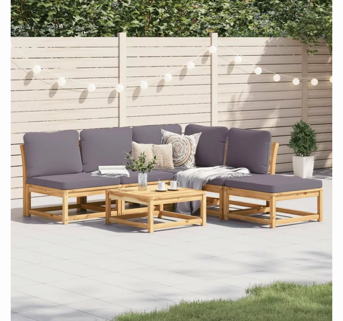 vidaXL Loungesofa 6-tlg. Garten-Lounge-Set mit Kissen Massivholz Akazie, 1 günstig online kaufen