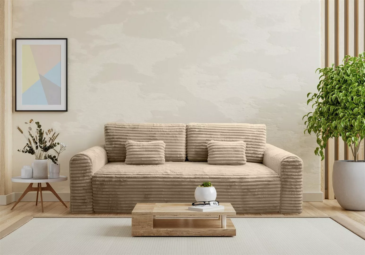 Fun Möbel 3-Sitzer Schlafsofa Designersofa Sofa GWEN in Stoff Vito, inkl. 2 günstig online kaufen