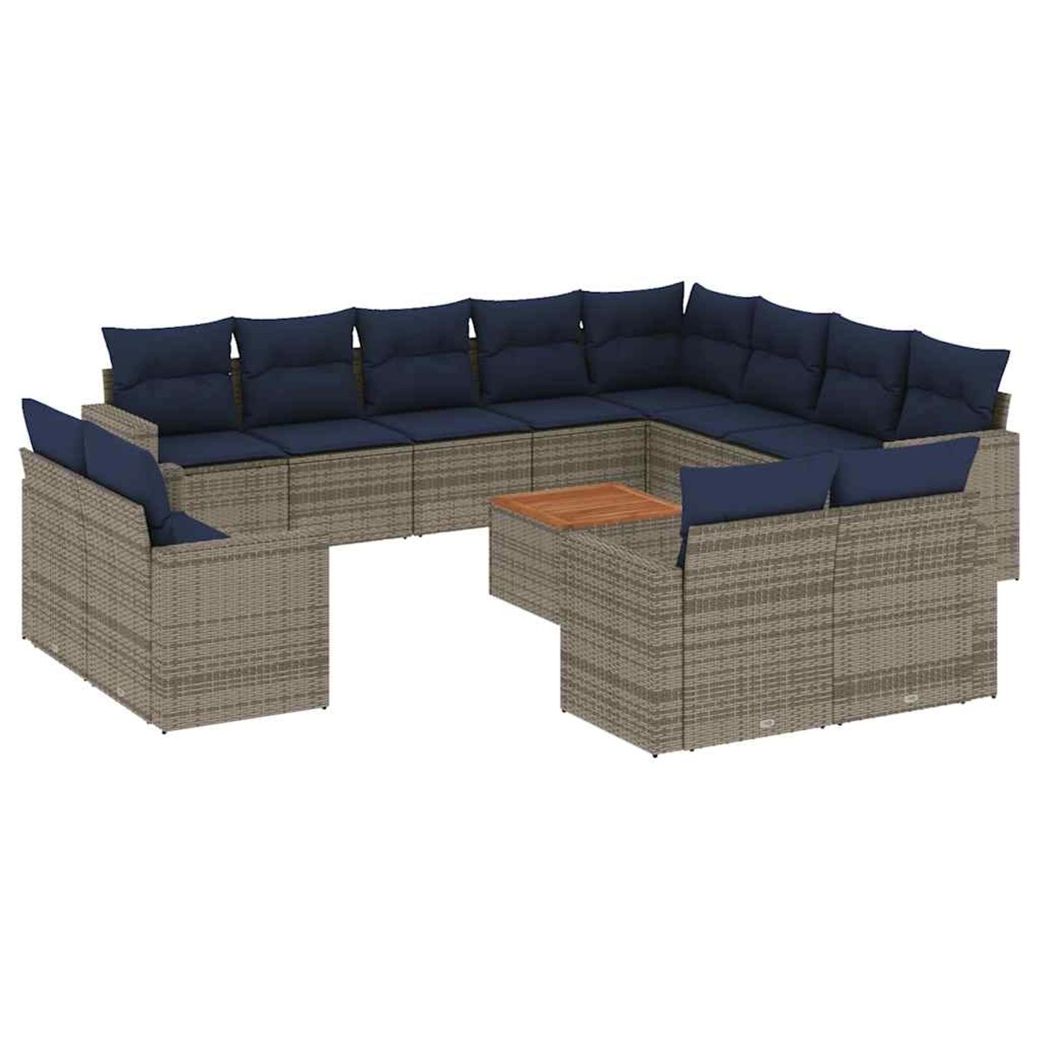 vidaXL 13-Tlg Garten-Sofagarnitur mit Kissen Grau Poly Rattan 3256726 günstig online kaufen