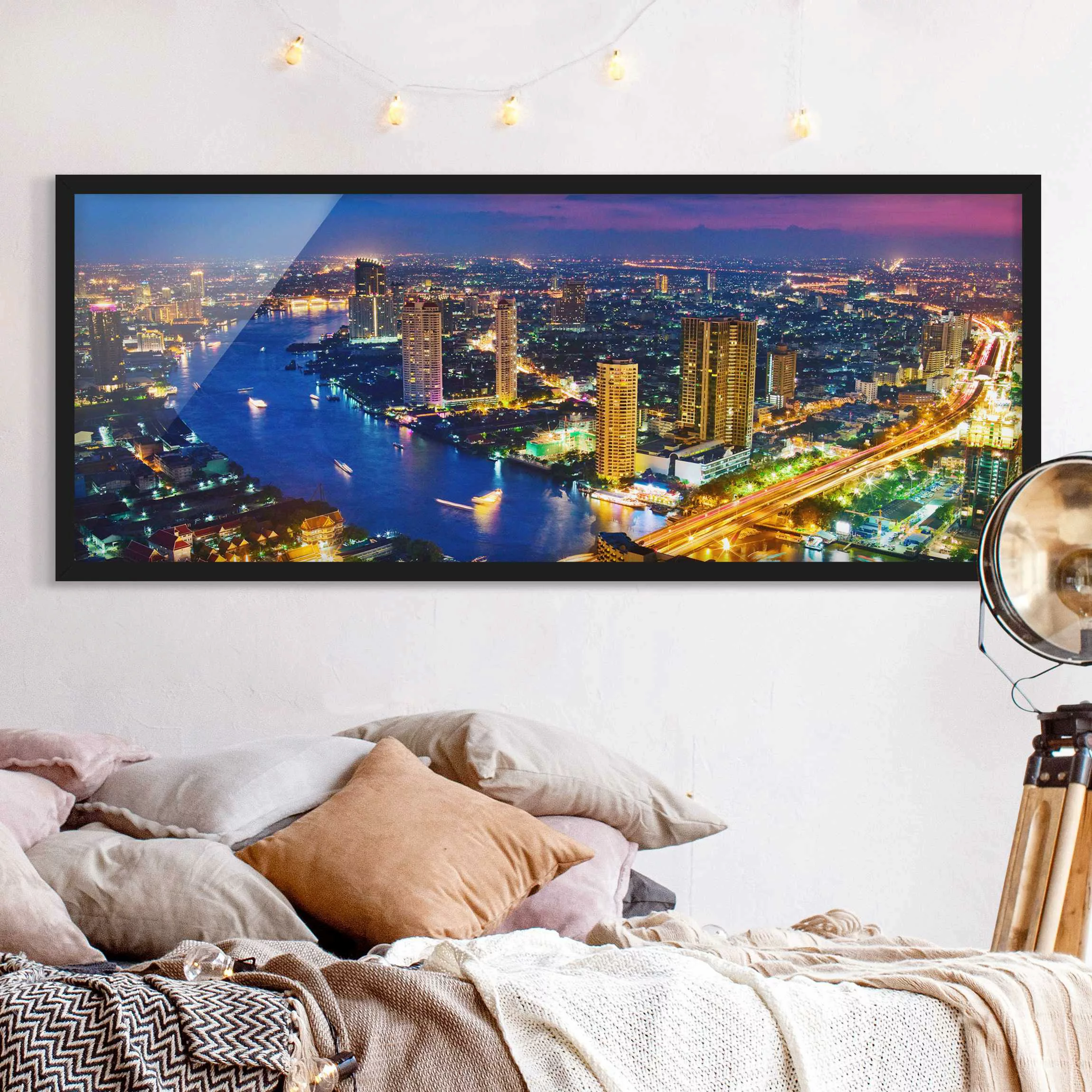 Bild mit Rahmen Architektur & Skyline - Panorama Bangkok Skyline günstig online kaufen