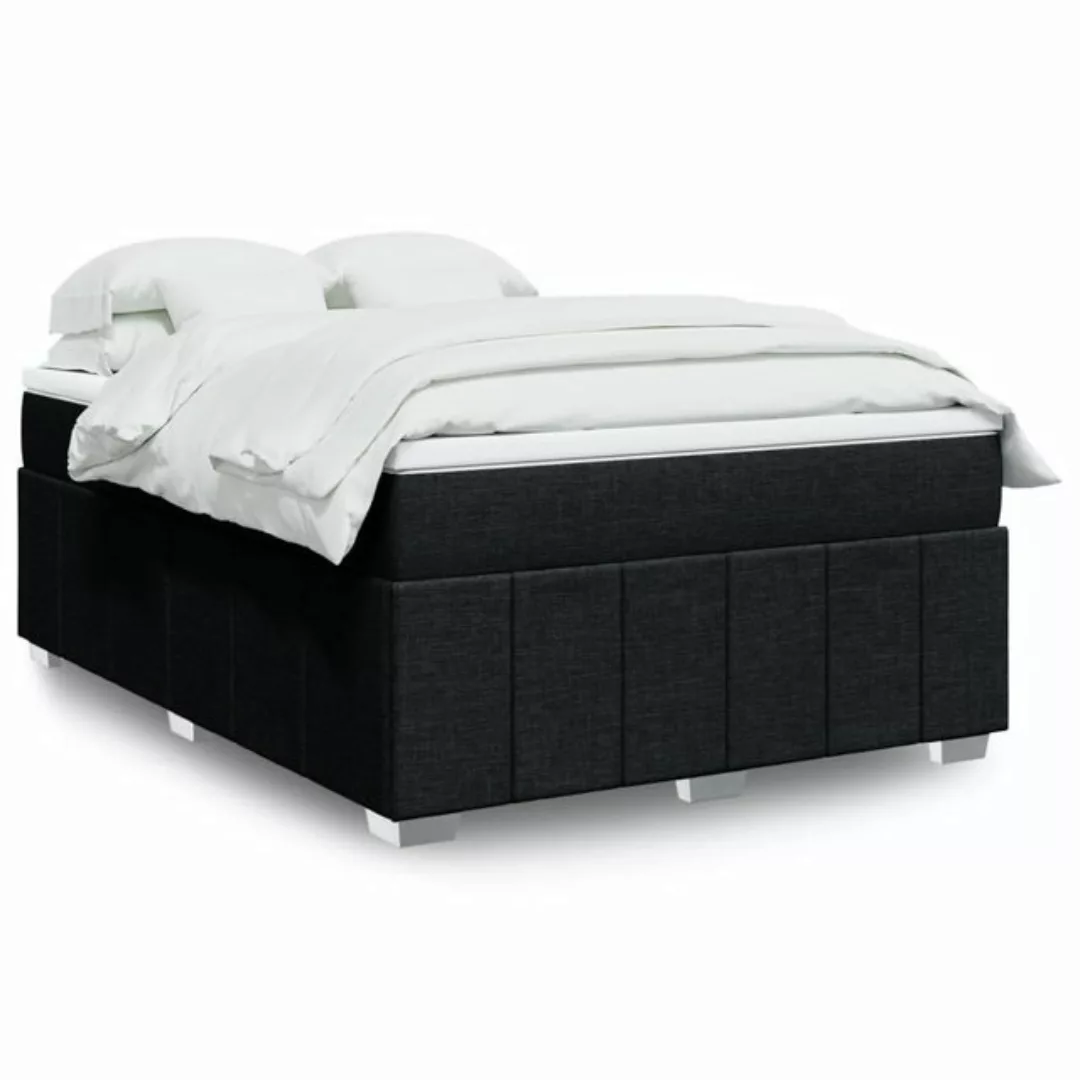 vidaXL Boxspringbett, Boxspringbett mit Matratze Schwarz 140x190 cm Stoff günstig online kaufen