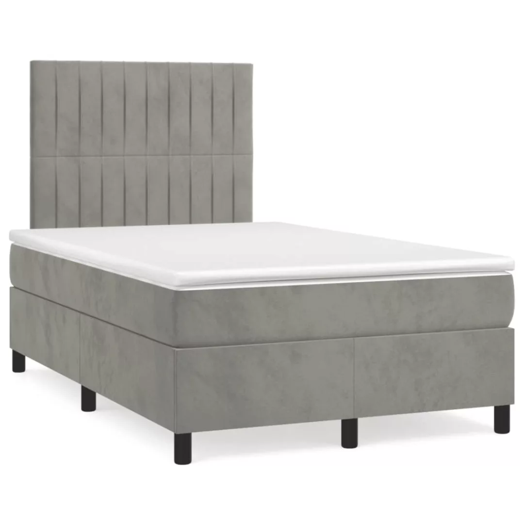 Vidaxl Boxspringbett Mit Matratze Hellgrau 120x200 Cm Samt günstig online kaufen