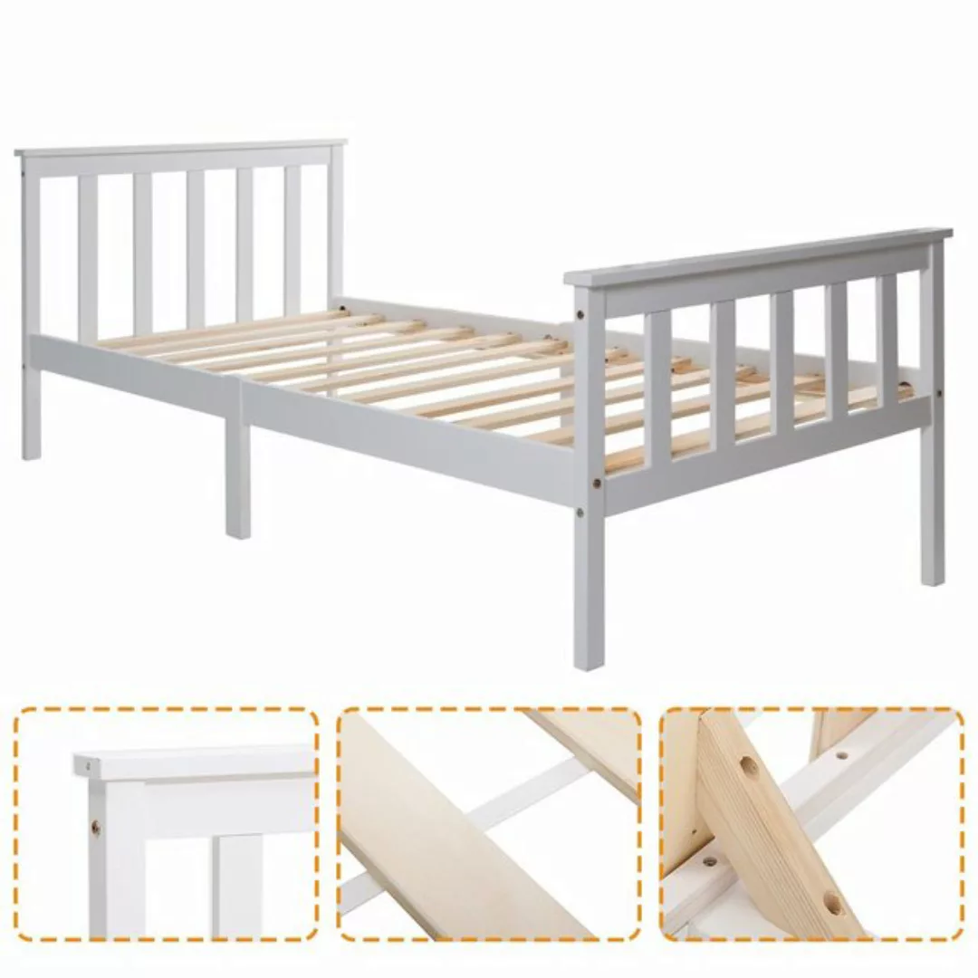 WISHDOR Massivholzbett Holzbett Doppelbett Einzelbett Holz Bett Kinderbett günstig online kaufen