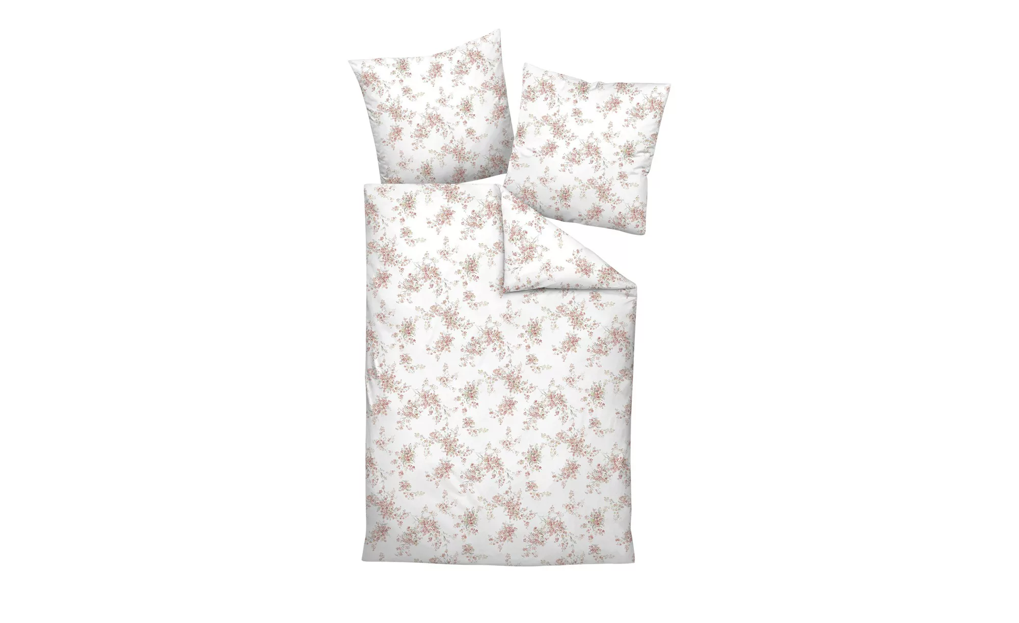 Mako Satin Bettwäsche  Floral - weiß - 100% Baumwolle - 135 cm - Bettwaren günstig online kaufen