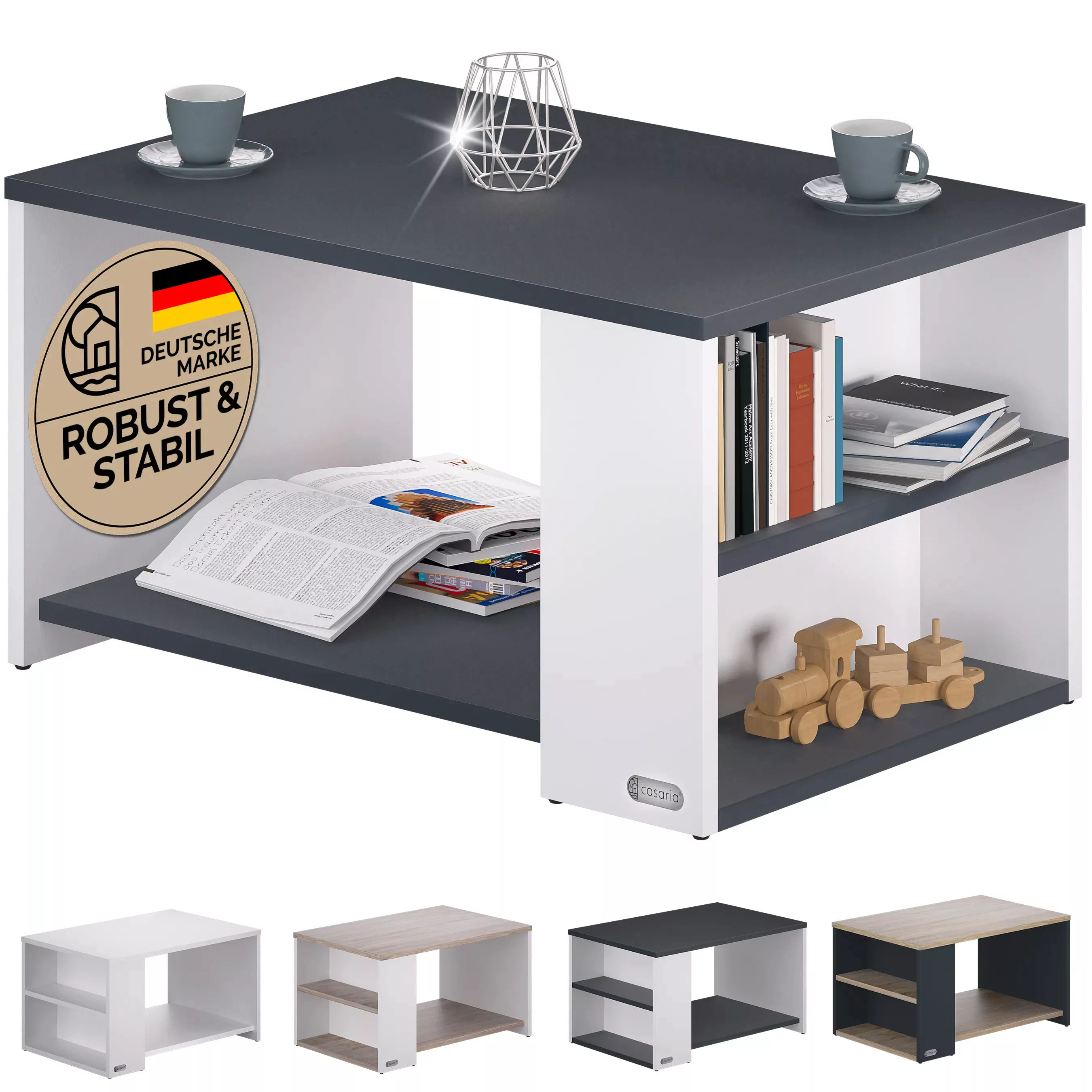 Couchtisch Santa Cruz Weiß/Anthrazit 90x59x47cm günstig online kaufen