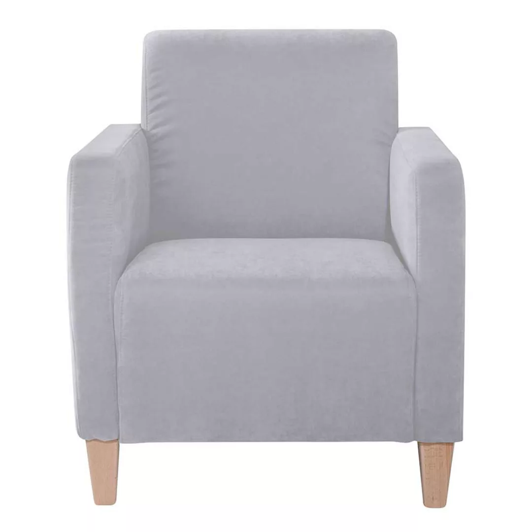 Sessel Silbergrau Velour in modernem Design 71 cm breit günstig online kaufen