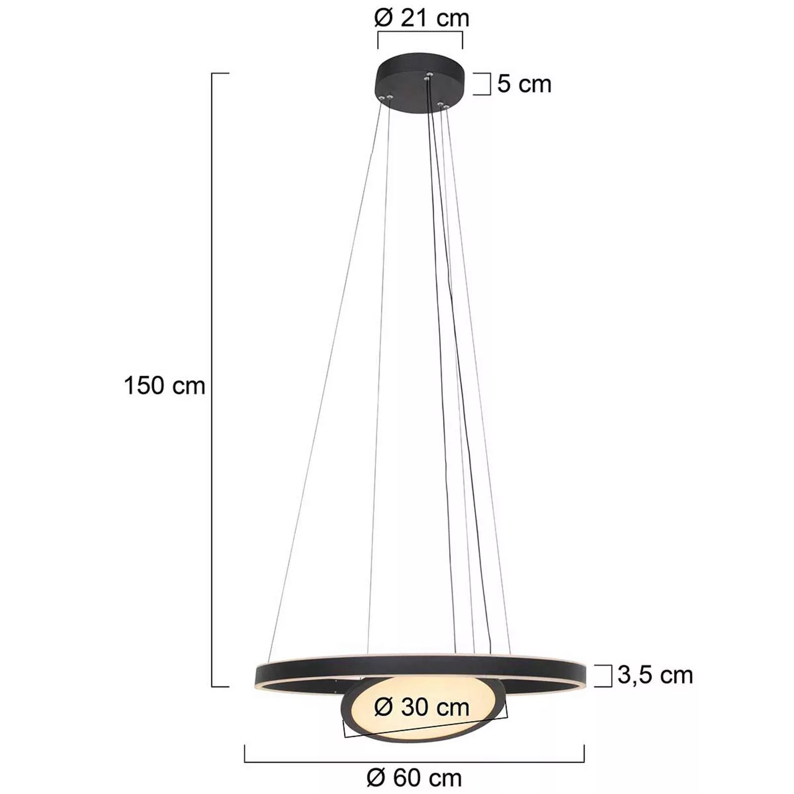 LED-Hängeleuchte Ringlux 3-flammig schwarz Ø 60 cm günstig online kaufen