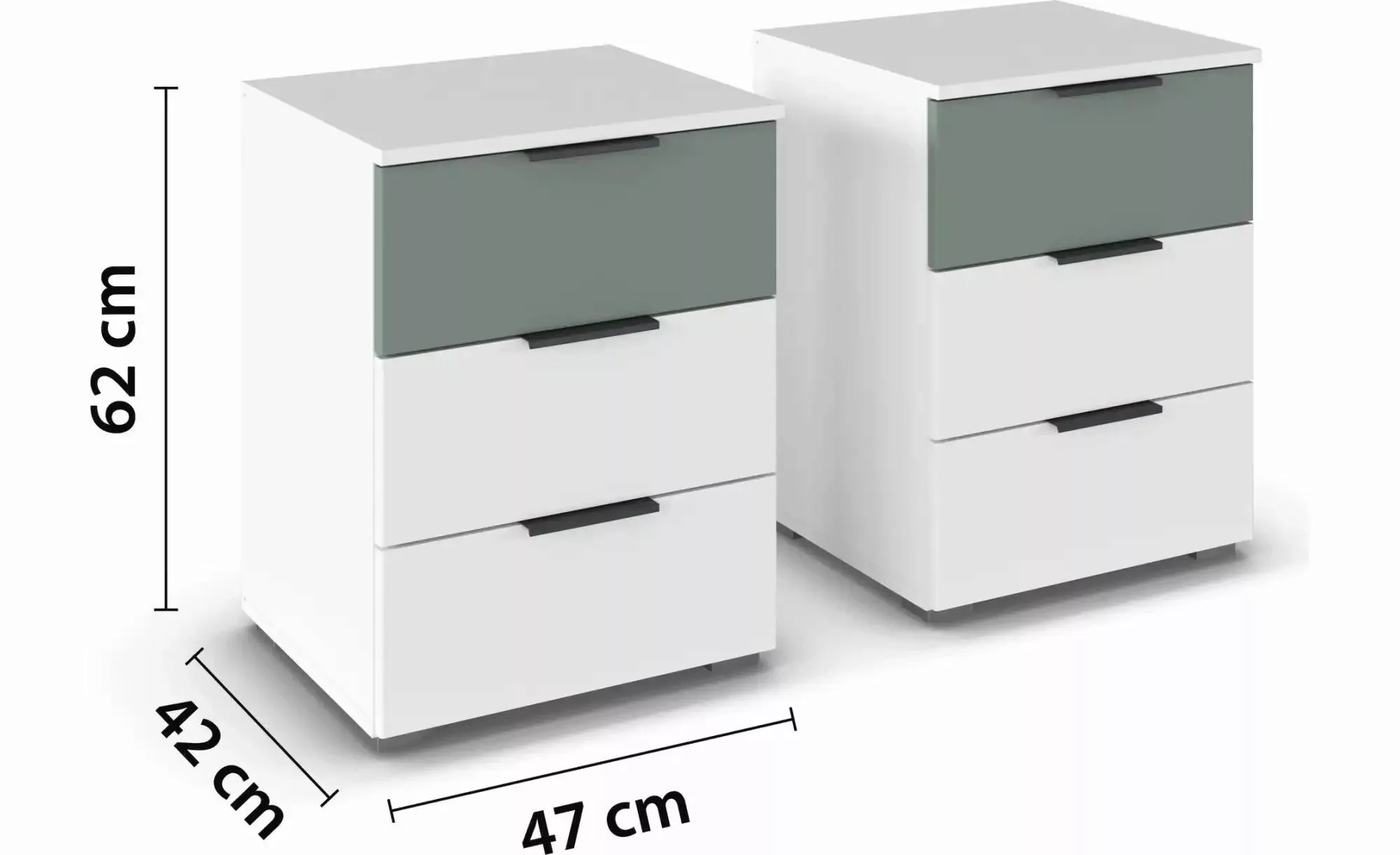 Nachttisch 2er-Set ¦ weiß ¦ Maße (cm): B: 47 H: 62 Tische > Nachttische - H günstig online kaufen