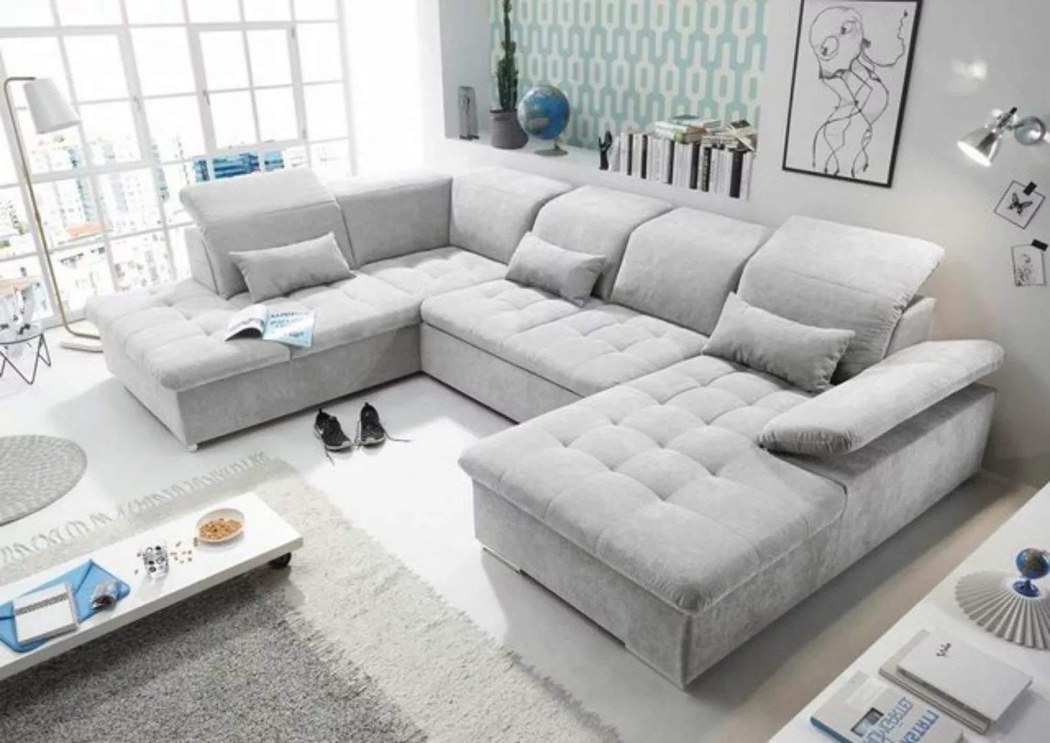 ED EXCITING DESIGN Wohnlandschaft, Wayne Wohnlandschaft 340x240 cm U-Sofa C günstig online kaufen