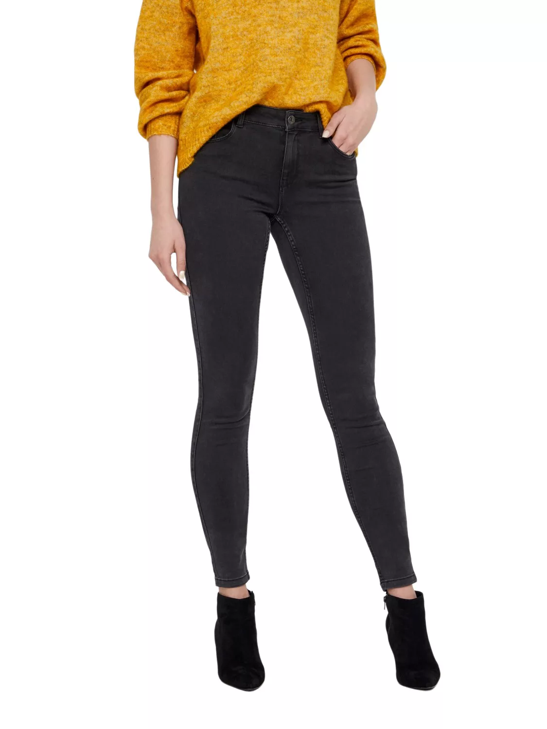 Vero Moda Damen Jeans VMSEVEN NW S SHAPE UP JEANS VI506 - Skinny Fit - Schw günstig online kaufen