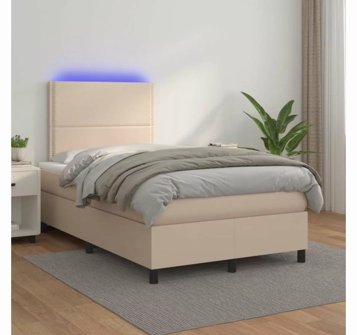 vidaXL Boxspringbett Boxspringbett mit Matratze & LED Kunstleder (120 x 200 günstig online kaufen