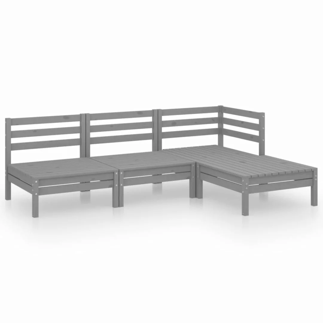 4-tlg. Garten-lounge-set Massivholz Kiefer Grau günstig online kaufen