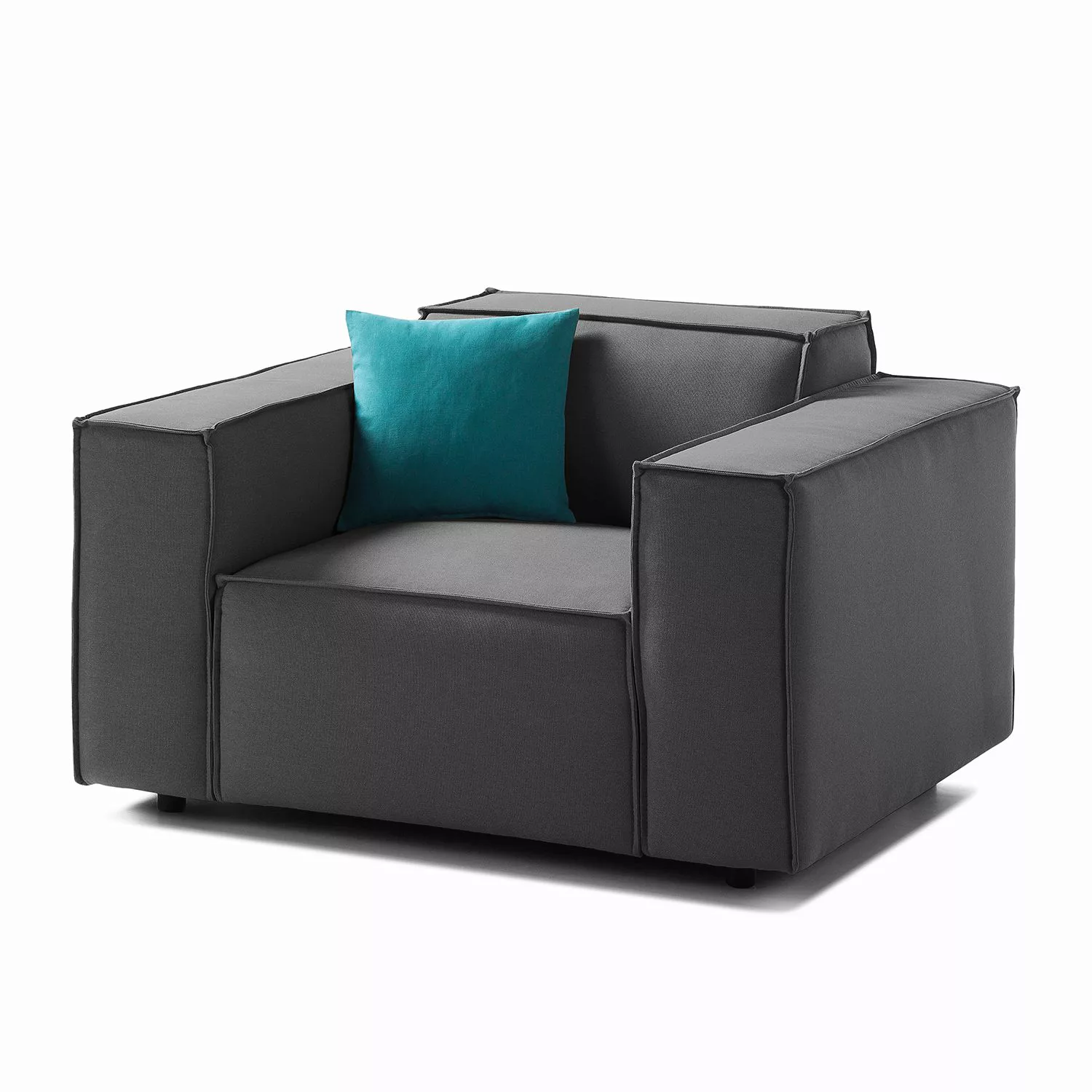 home24 Sessel Kinx Anthrazit Strukturstoff 120x72x96 cm (BxHxT) günstig online kaufen