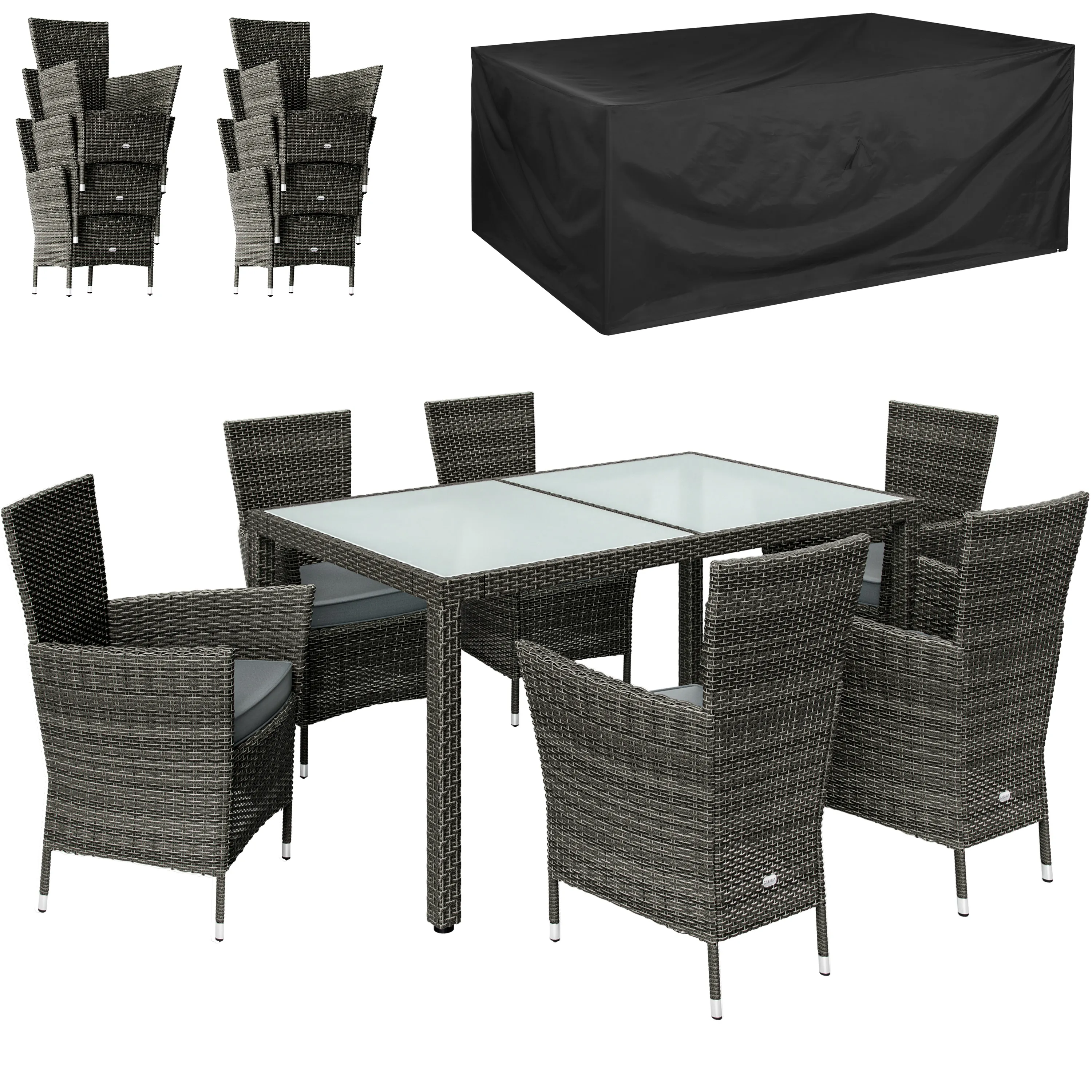 Casaria Garten-Essgruppe, 6 Personen Rattan inkl. günstig online kaufen
