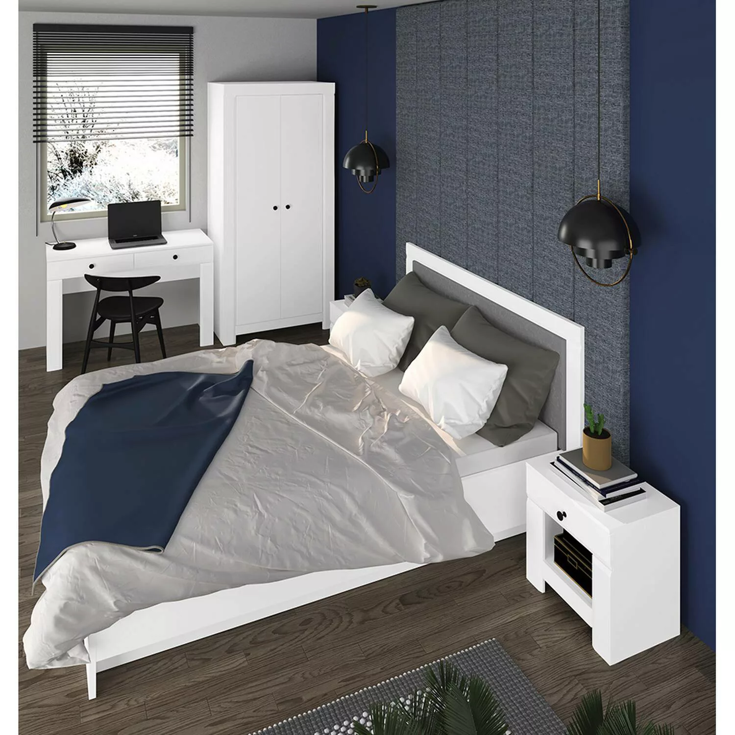 Schlafzimmer Komplett Set, 5-teilig, Liegefläche 140cm, in weiß LANA-131 günstig online kaufen