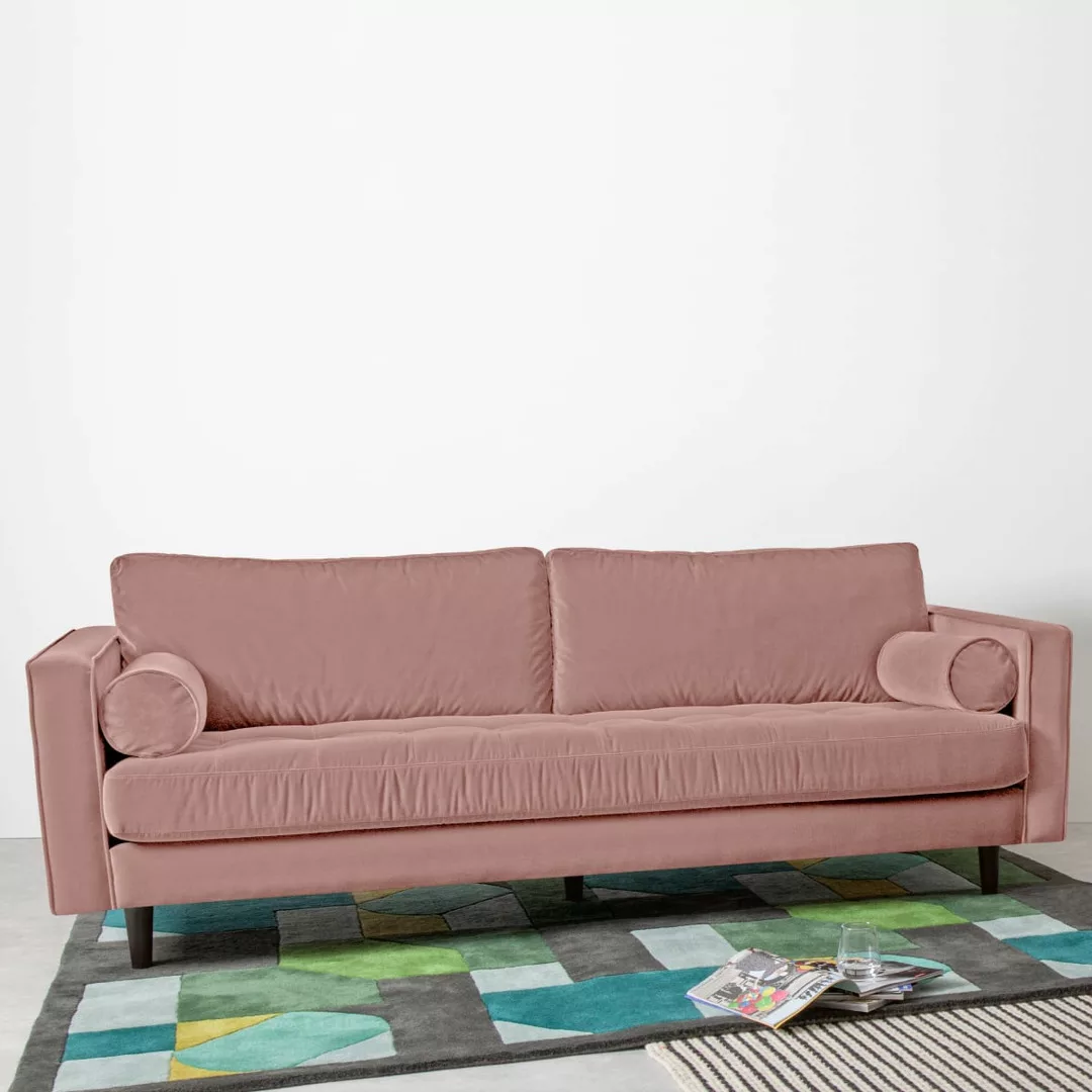 Scott 3-Sitzer Sofa, Samt in Zartrosa - MADE.com günstig online kaufen