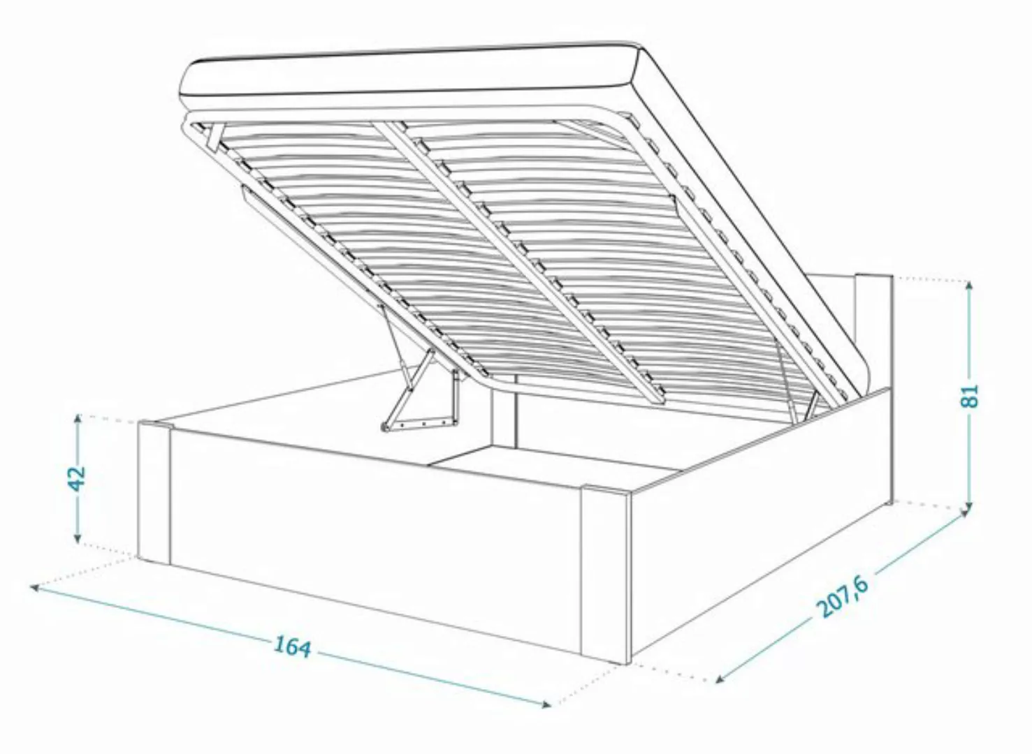 FDM Stauraumbett mit Bettkasten und Lattenrost 120x200, 140x200, 160x200 un günstig online kaufen