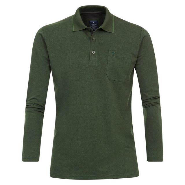 Redmond Poloshirt Große Größen Langarm-Poloshirt grün melange "Wash & Wear" günstig online kaufen