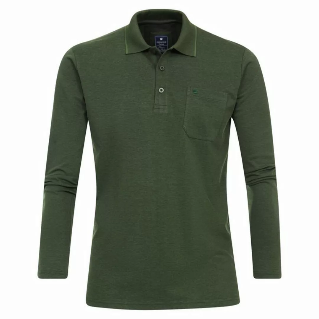 Redmond Poloshirt Große Größen Langarm-Poloshirt grün melange "Wash & Wear" günstig online kaufen