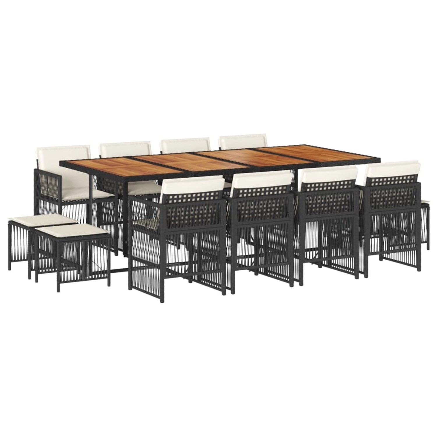 vidaXL 13-Tlg Garten-Essgruppe mit Kissen Schwarz Poly Rattan 3210987 günstig online kaufen