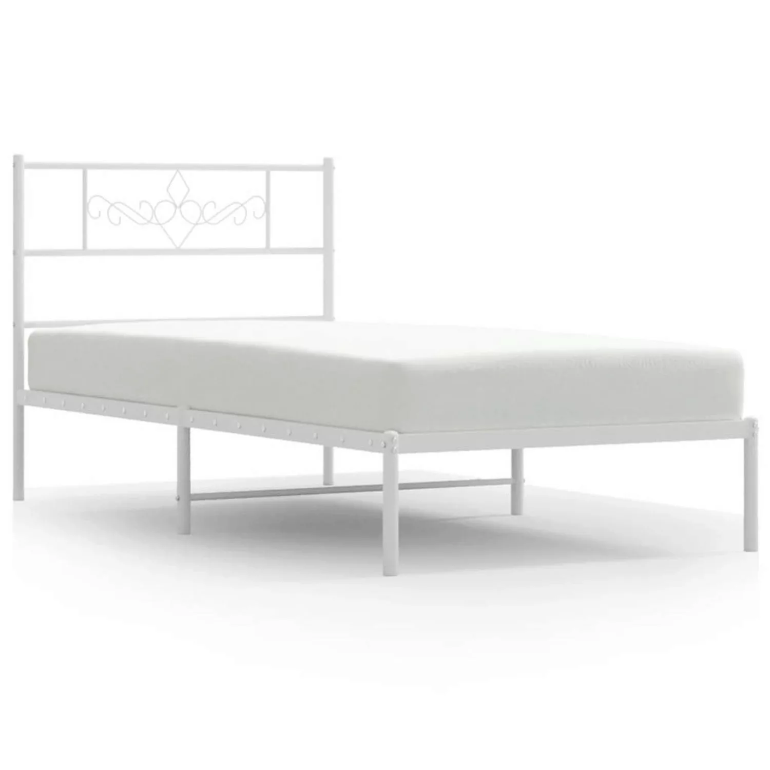 vidaXL Bettgestell, Bettrahmen mit Kopfteil Metall Weiß 90x190 cm günstig online kaufen