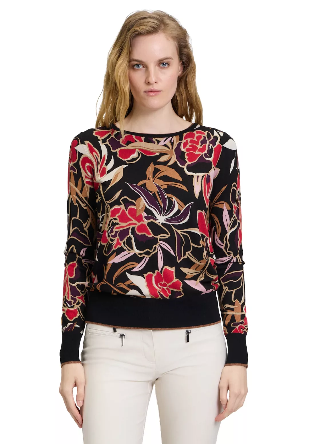 Betty Barclay Strickpullover "Betty Barclay Feinstrickpullover mit Blumenpr günstig online kaufen