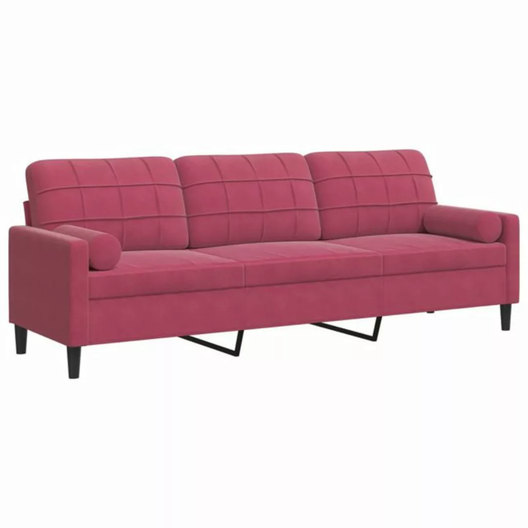 vidaXL Sofa Sofa 3-Sitzer mit Zierkissen Weinrot 210 cm Samt günstig online kaufen