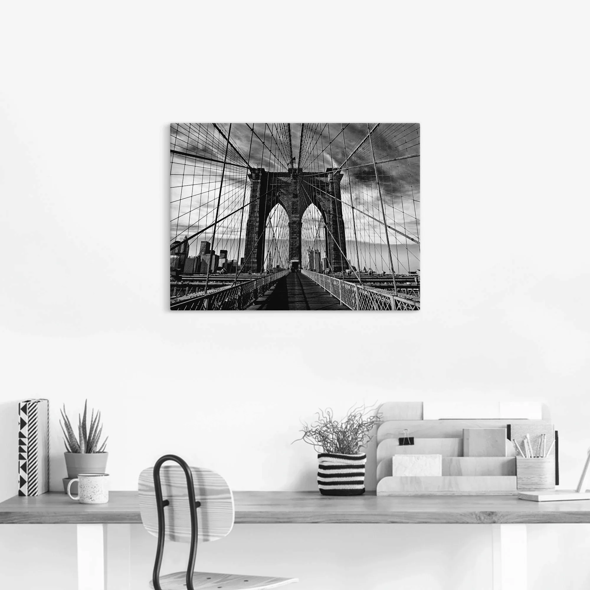 Artland Wandbild »Brooklyn Bridge - schwarz/weiss«, Brücken, (1 St.), als A günstig online kaufen