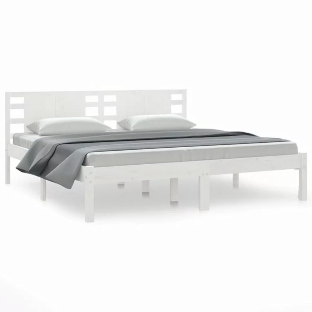 vidaXL Bettgestell Massivholzbett Weiß Kiefer 200x200 cm Bett Bettgestell D günstig online kaufen