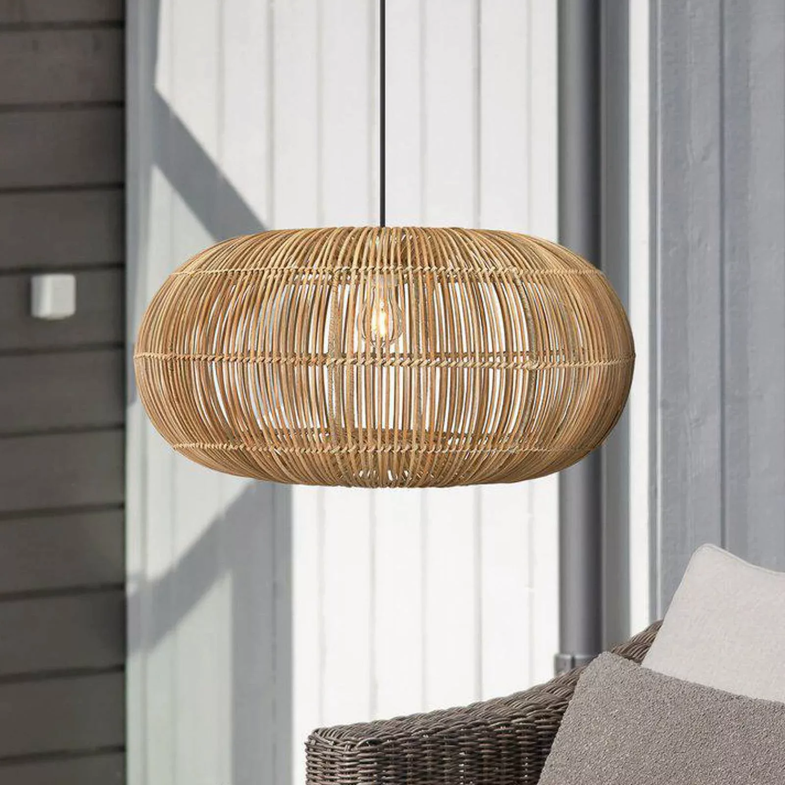 PR Home Außen-Hängeleuchte Zuri, Ø 51 cm, Rattan, Stecker günstig online kaufen